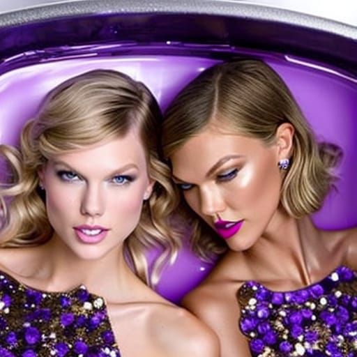Taylor Swift and Karlie Kloss in Lavender Glitter Bath
