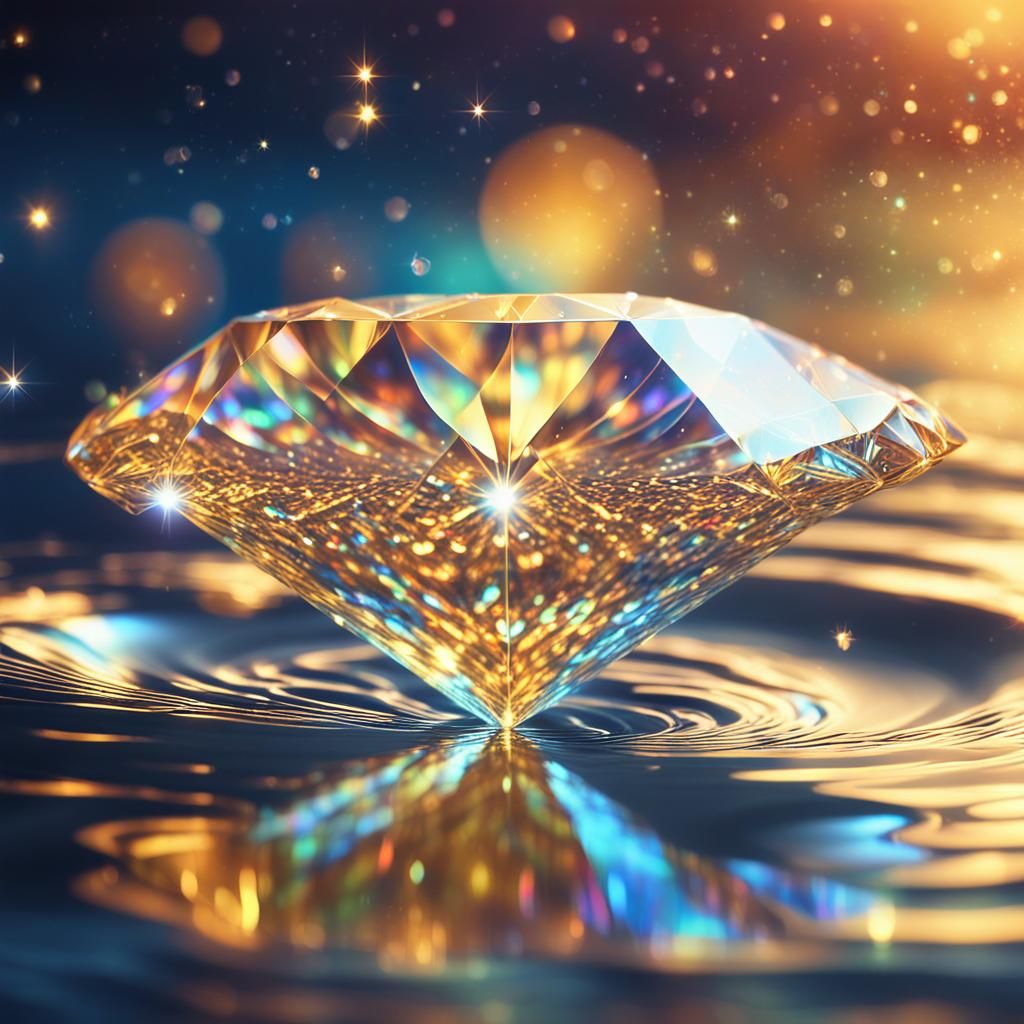 Golden Cosmic Diamond in Iridescent Holographic Light