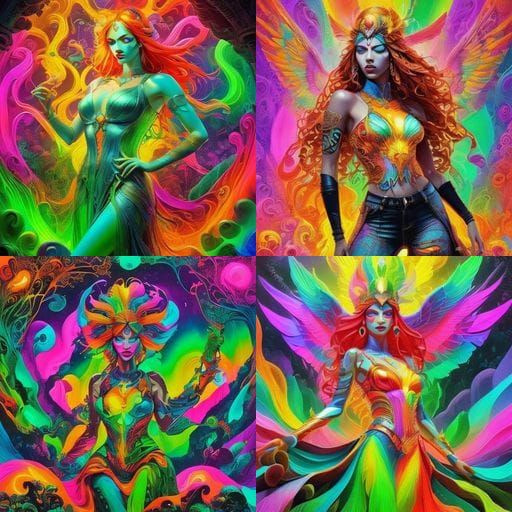 Psychedelic Hippies in a Wild Mushroom Party Scene