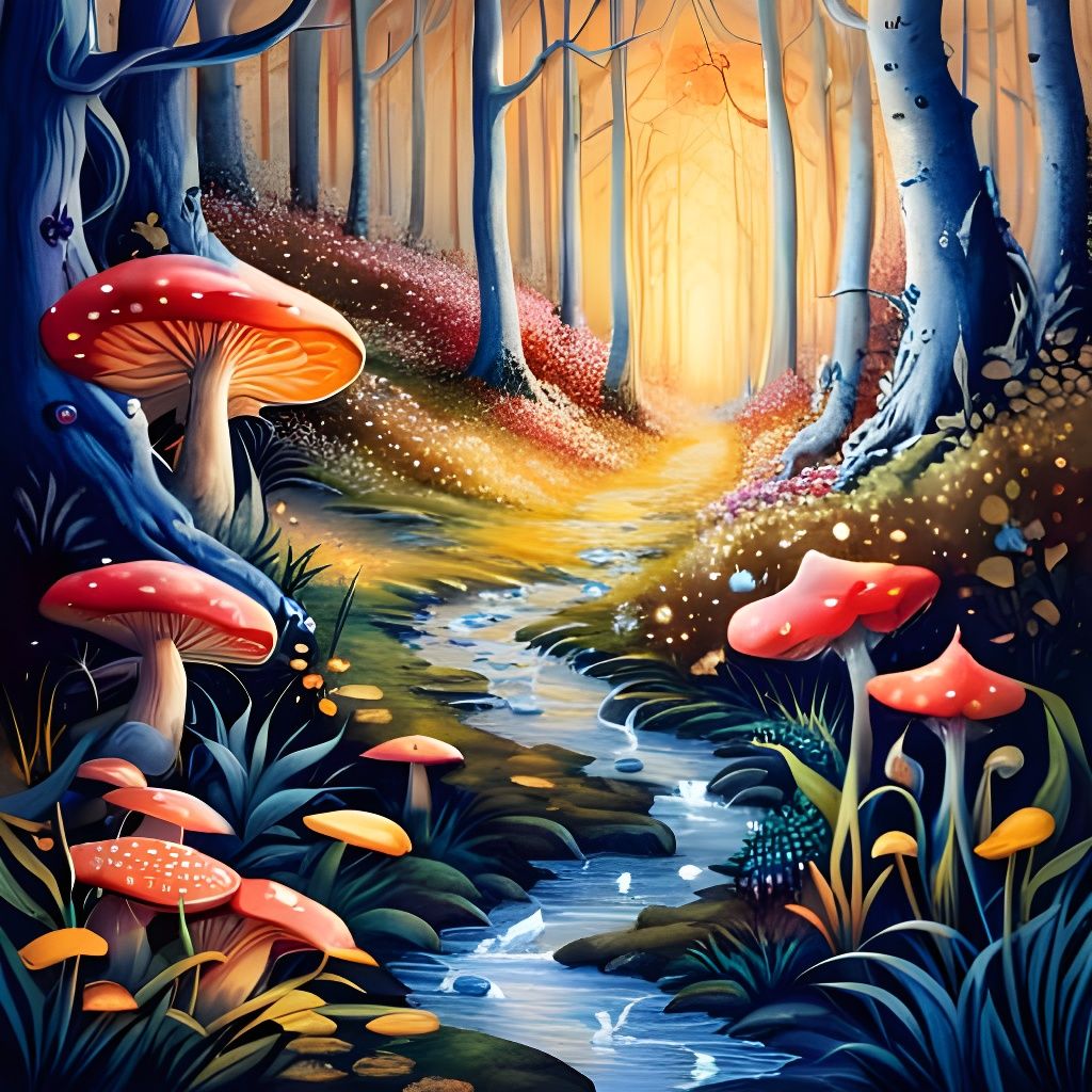 Enchanted Forest Road in Fairytale Illustration Style