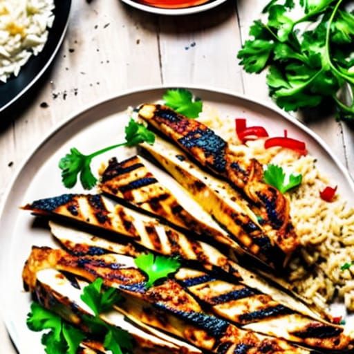 Appetizing Chicken Shawarma with Rice and Parsley