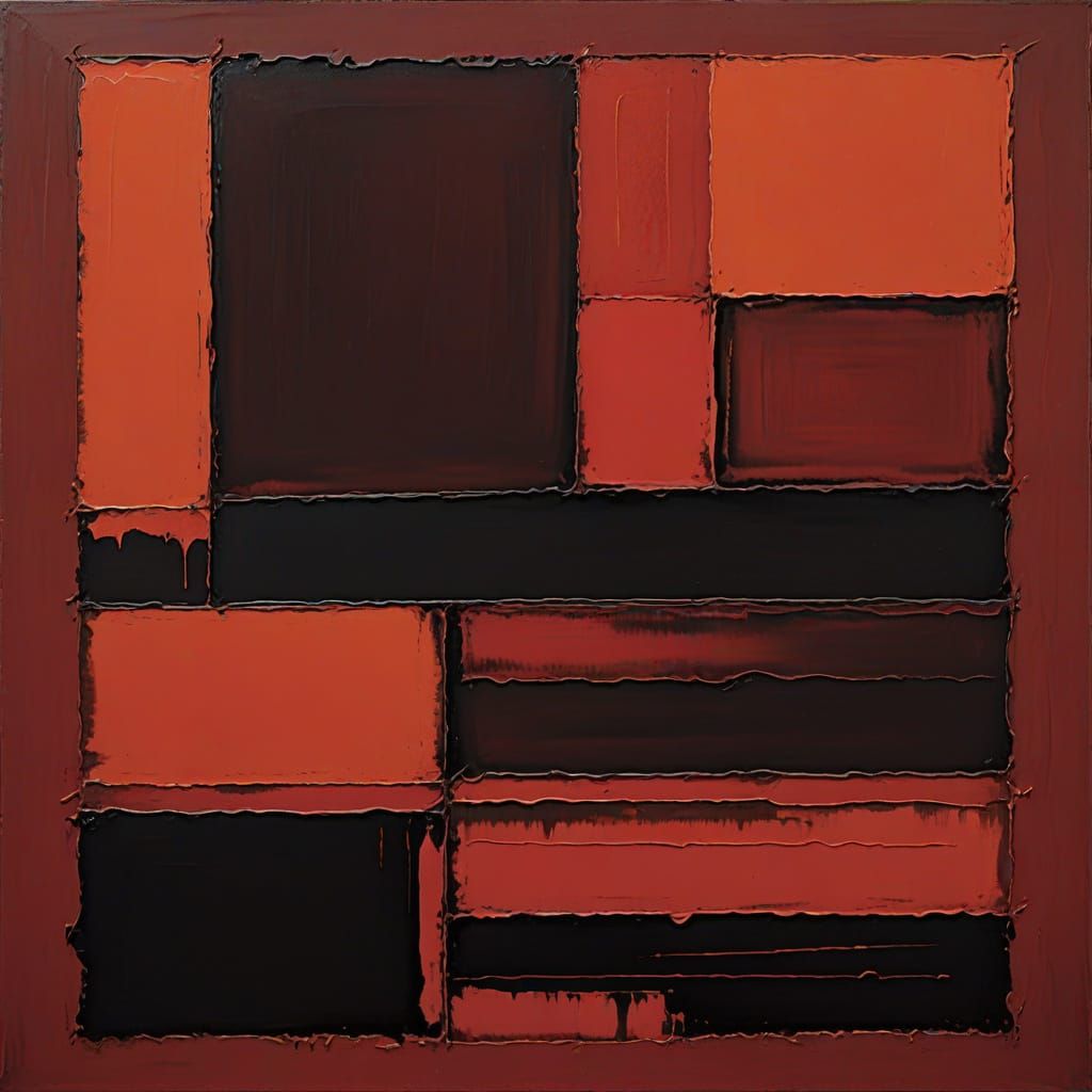 Vibrant Crimson Abstraction in Bold Brushstrokes