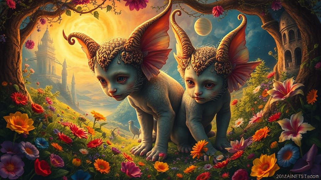 Luminous Fantasy Landscape in Bosch Style