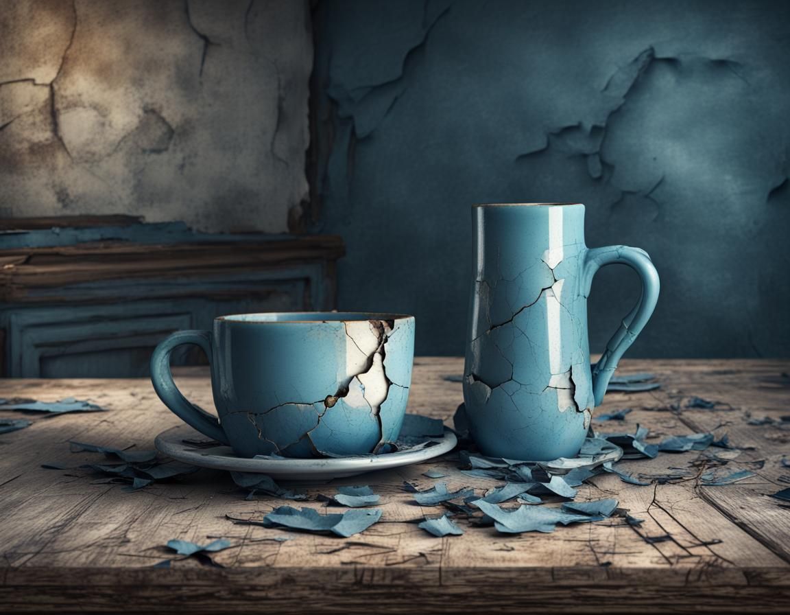 Imperfect Blue Coffee Mug in Dark Academia Style