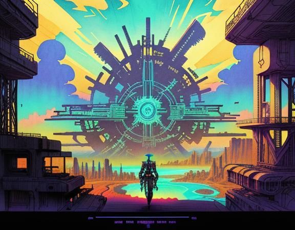 Surreal Nuclear Fantasy Landscape in Vaporwave Style