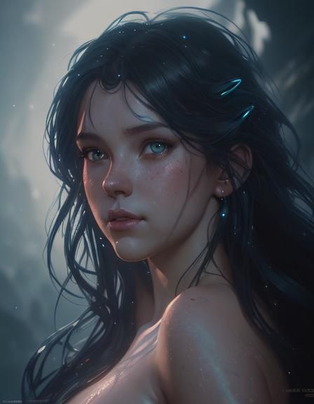 Little Mermaid Portrait with Shining Eyes