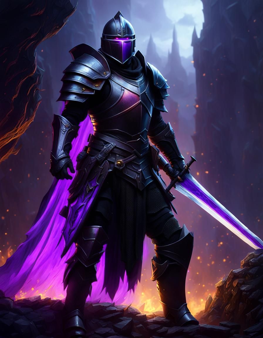 Dark Knight with Glowing Eyes Digital Art