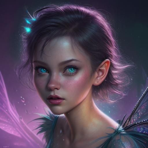 Dark Disney Tinkerbell Hyperrealistic Splash Art