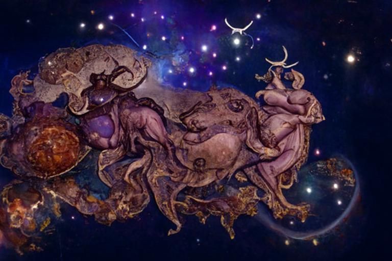 Cancer and Taurus Allegory in Concept Art Style