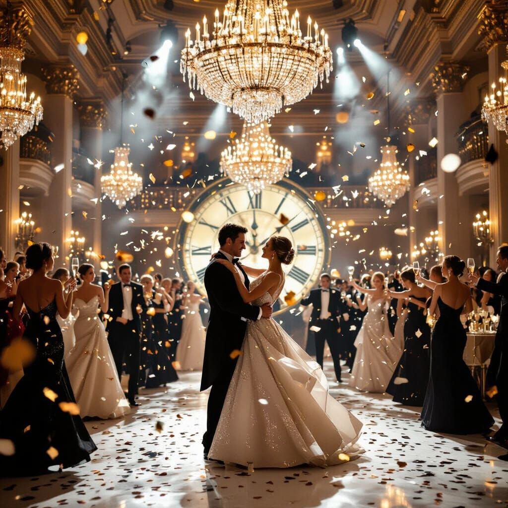 Elegant New Year's Eve Ball with Dancing Couples