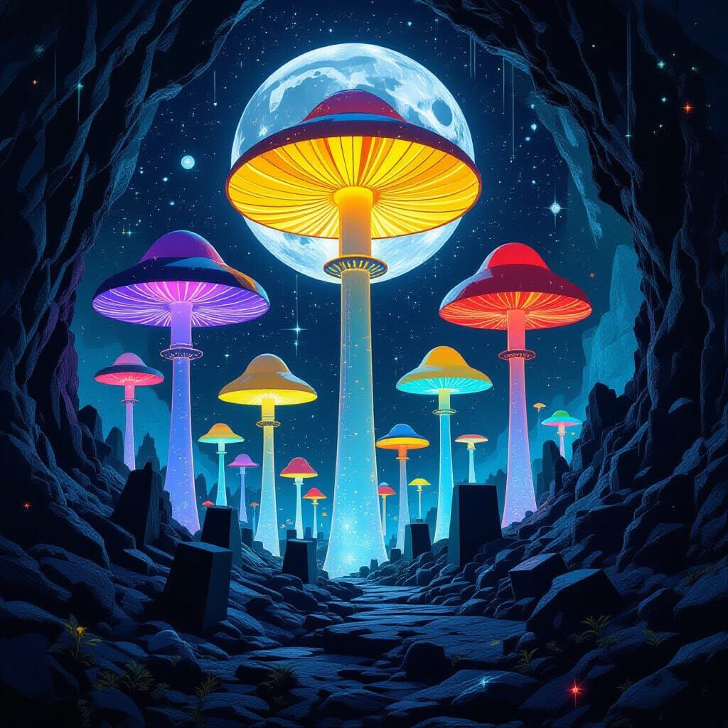 Radioactive Mushroom Forest in Suprematism and De Stijl Styl...