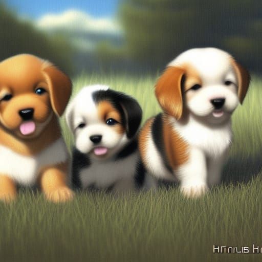 Cute Puppies in a Photorealistic Style