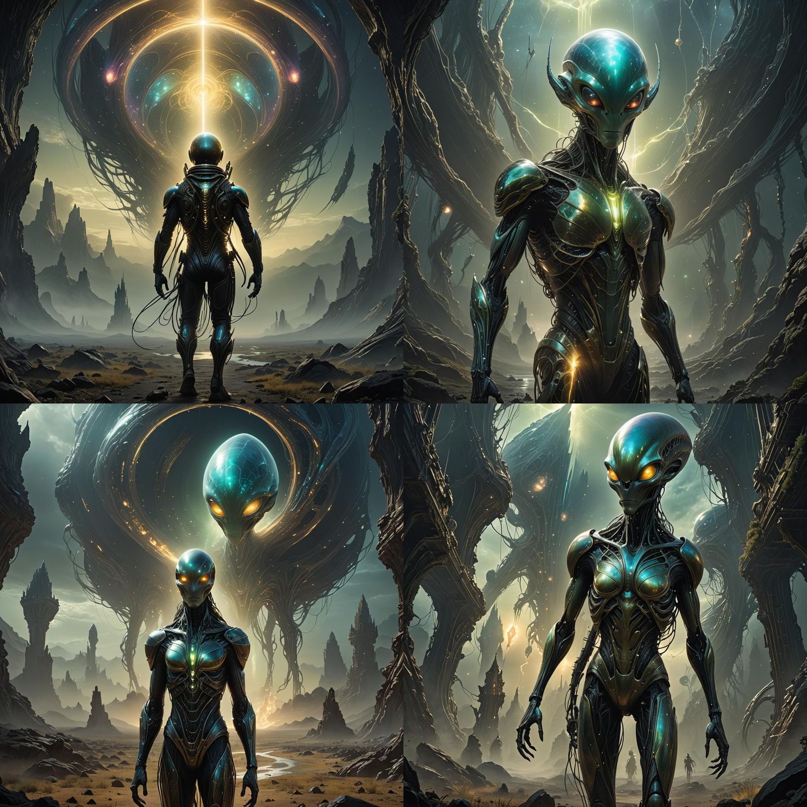 Glowing Alien in Distance: Surreal Concept Art