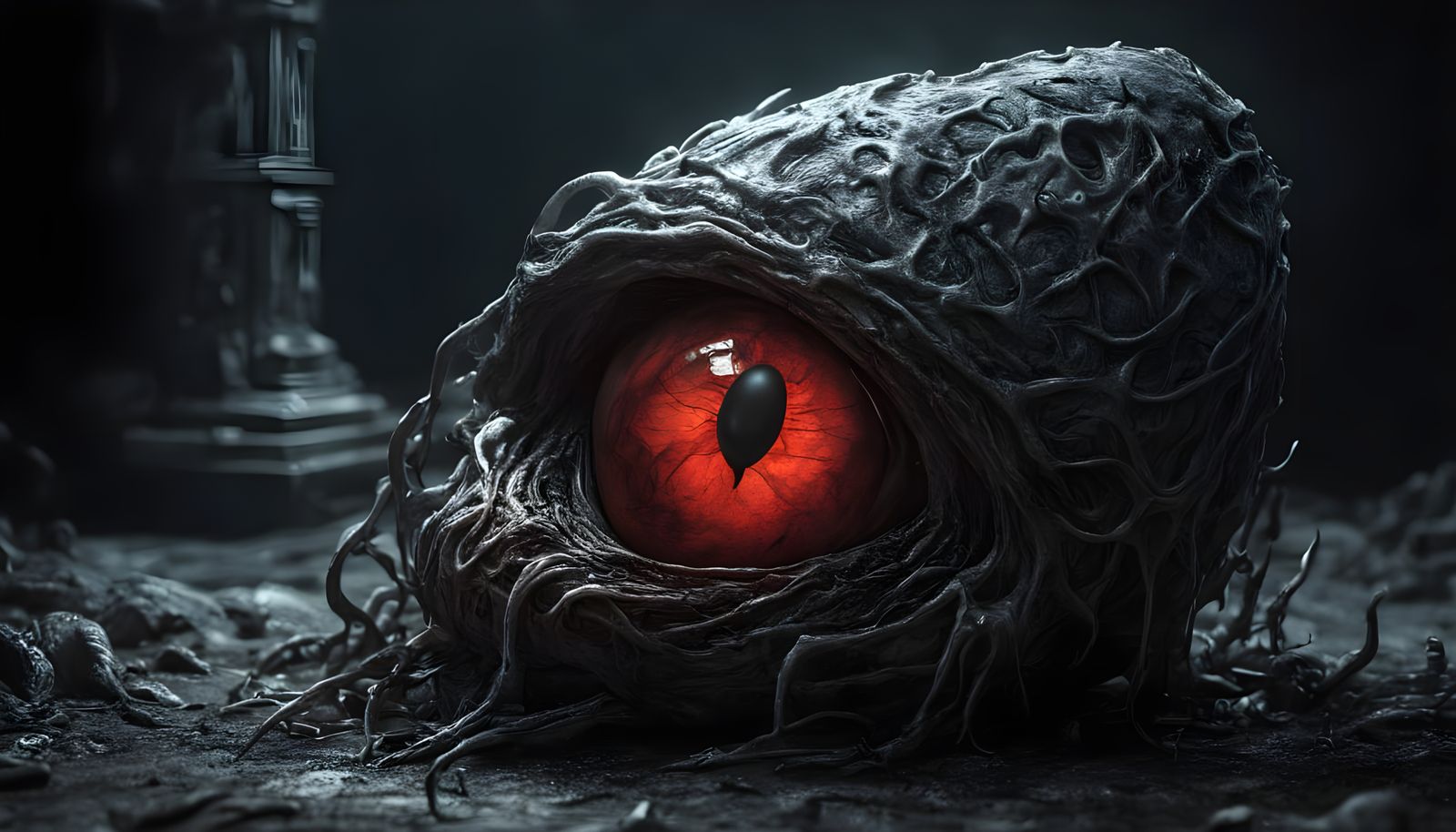 Surreal, Giger-Inspired Alien Cocoon Emerges from a Human Ey...