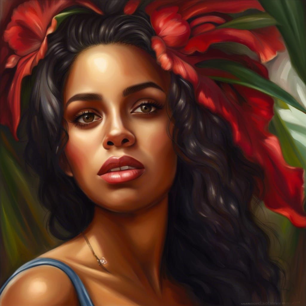 Realistic Portrait of a Beautiful Dominican Woman