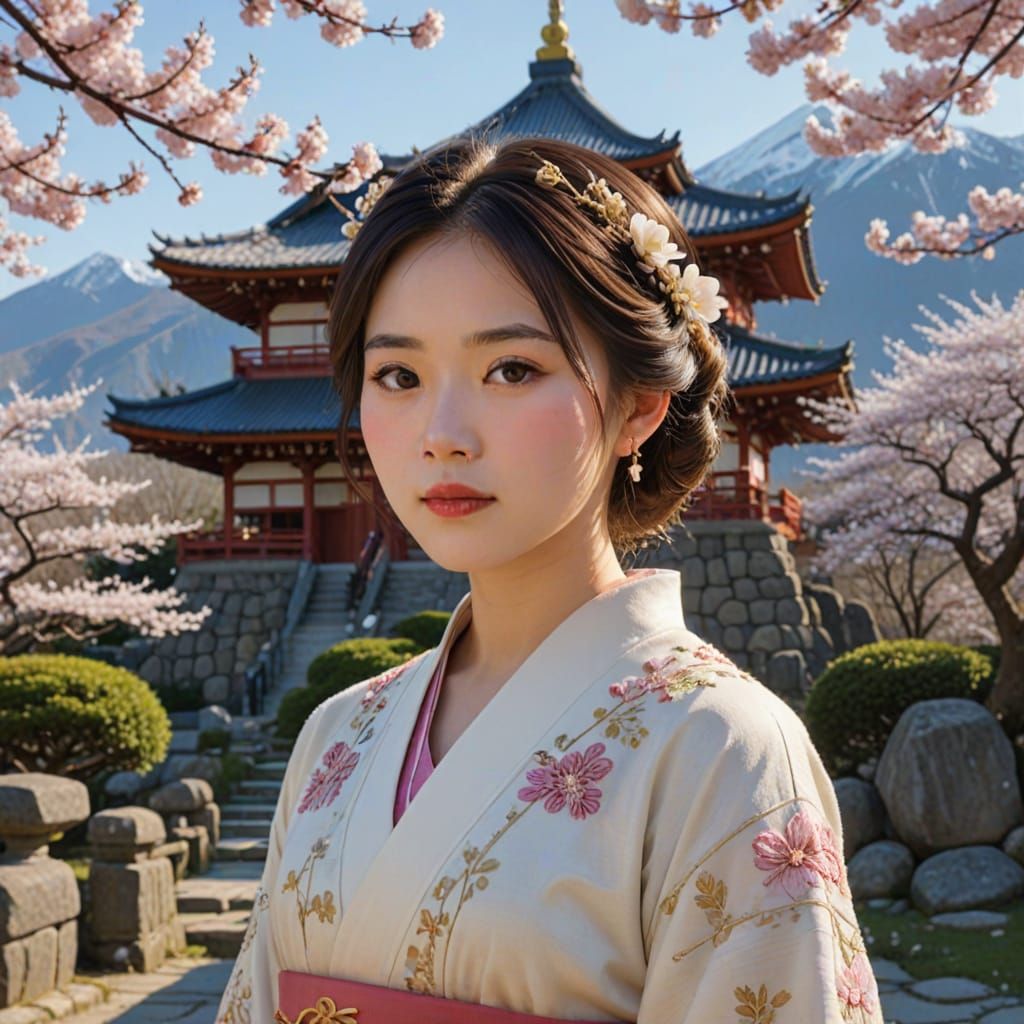 Traditional Japanese Princess in Vibrant Anime Style