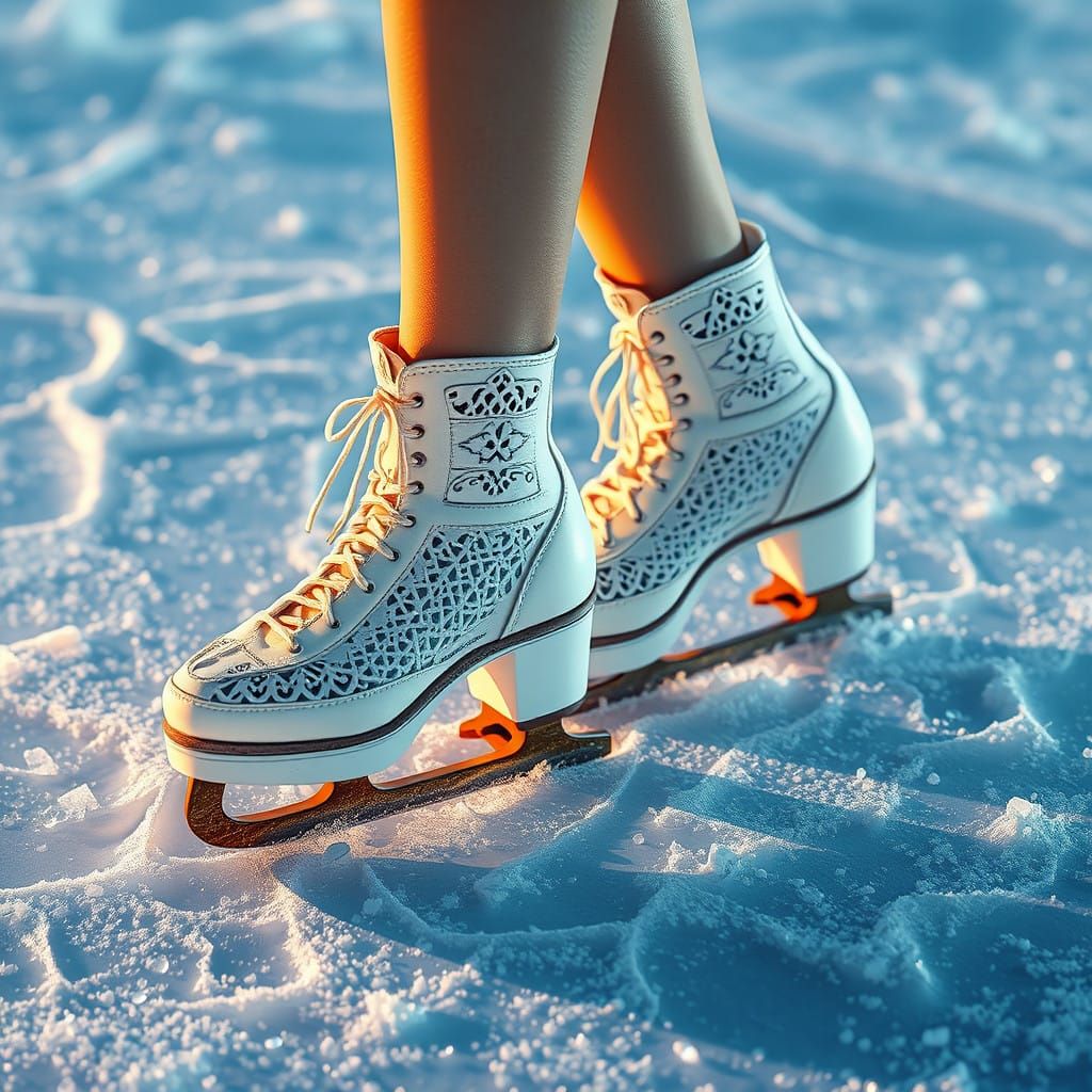 Ethereal Ice Skating Feet in Opulent Sandal Fantasy