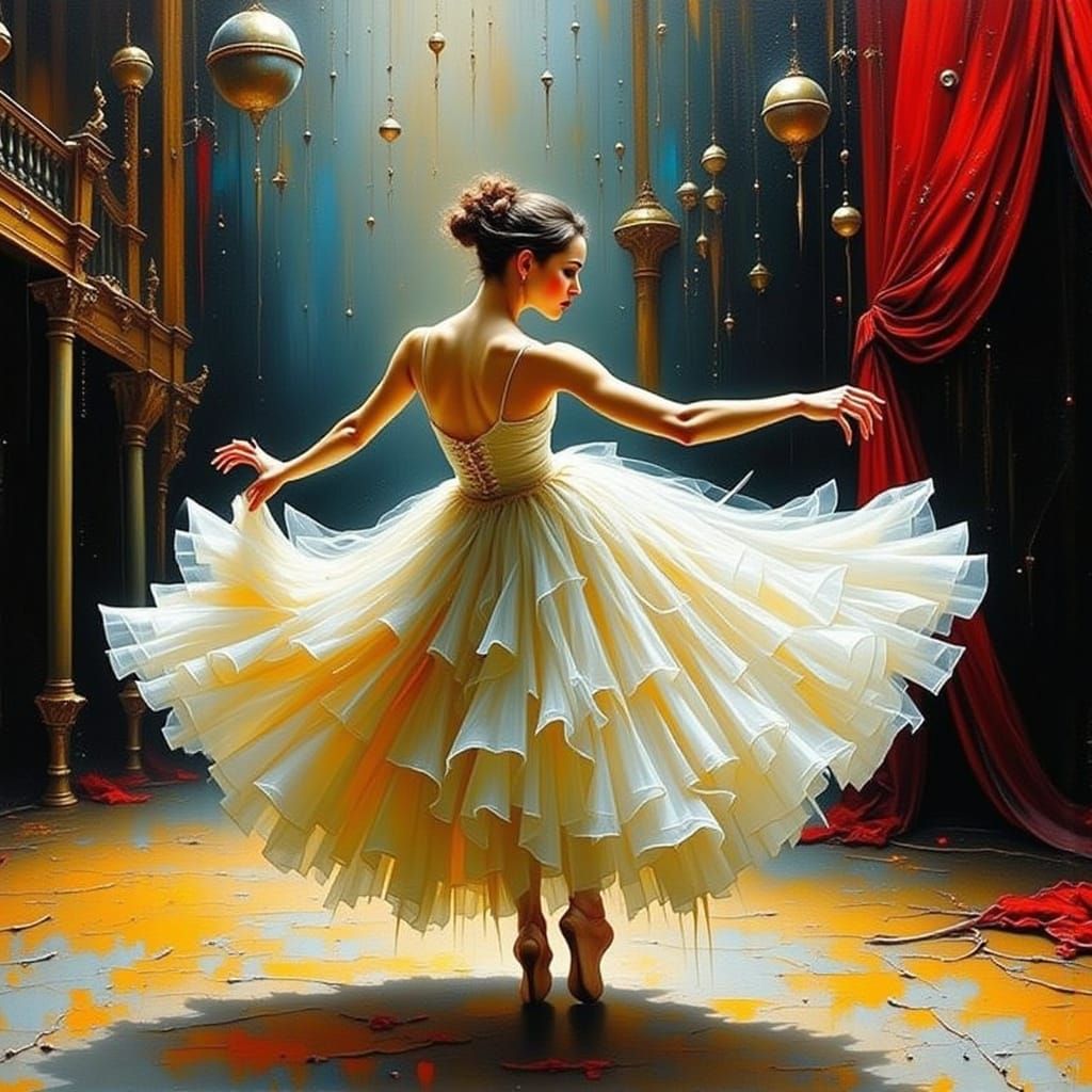 Dazzling Ballerina in Motion, Inspired by Degas, Schiele, an...