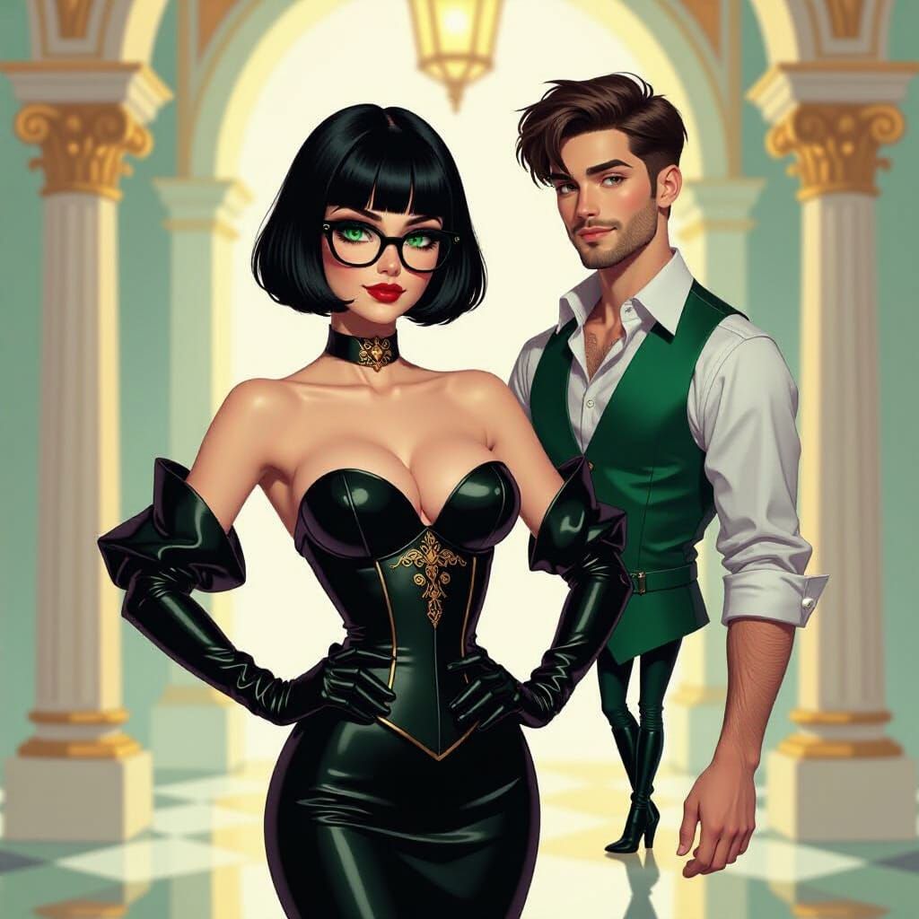 Anime Style Temple Scene with Serpent Sigil