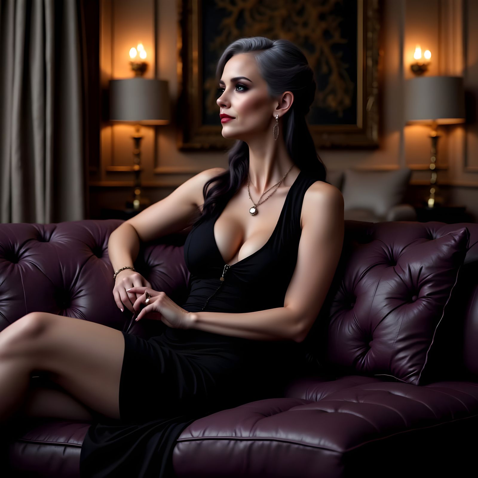 Seductive Woman in Upscale Condo Setting