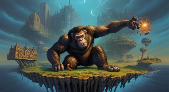 Ape in Miniature World: Comic Book Art