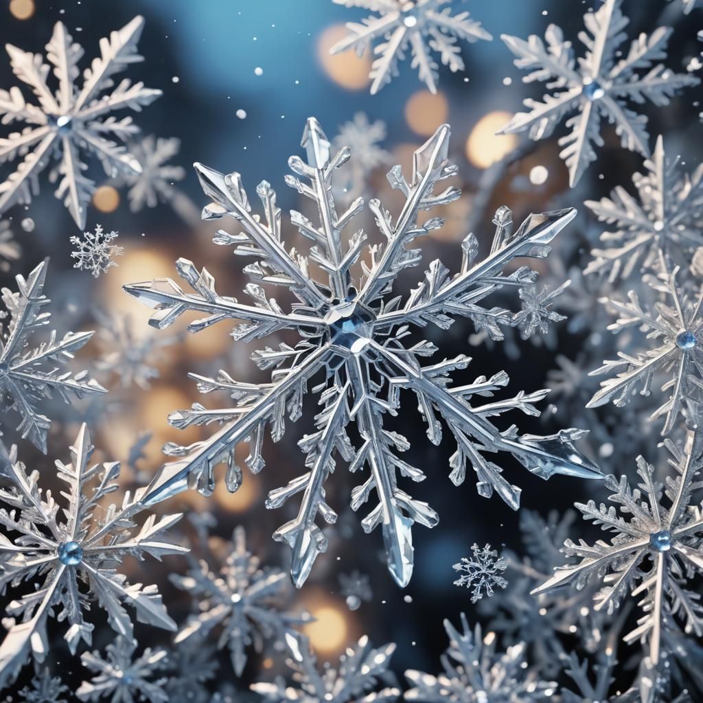 Detailed Micro Photograph of a Snowflake in Anime Style