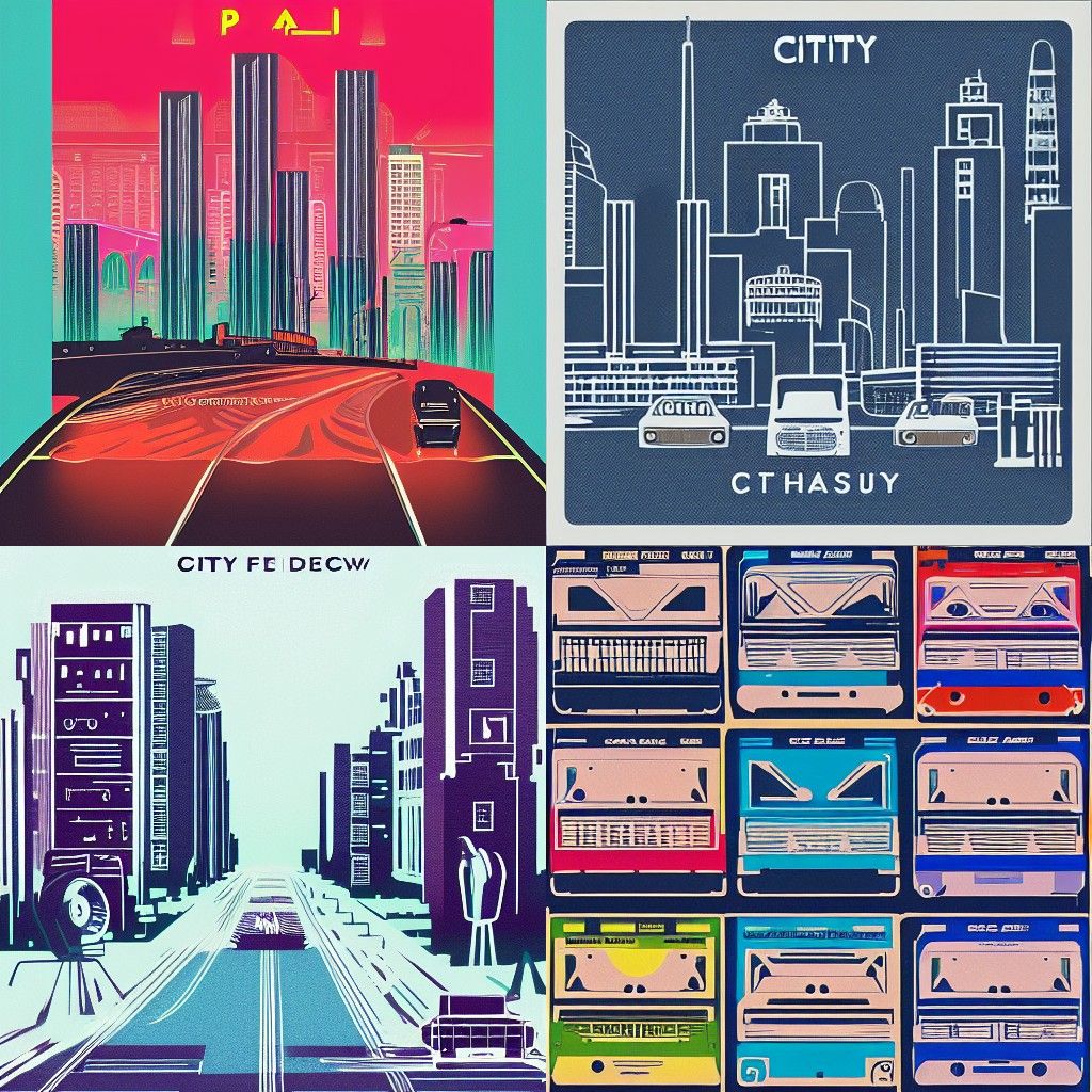 Cityscape in Cassette Futurism Style