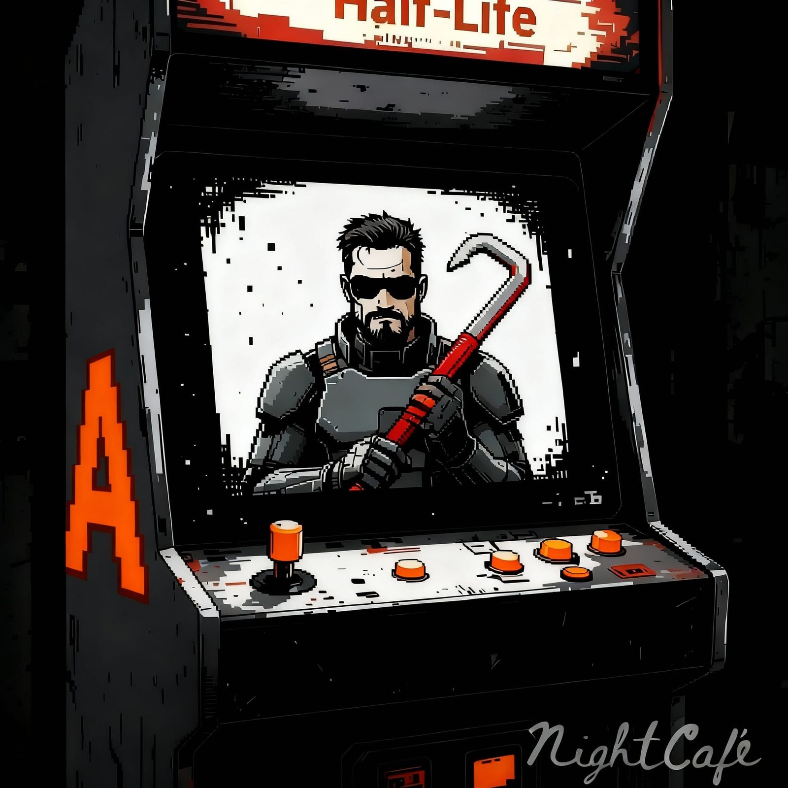 Orange À Symbol on Vintage Arcade Machine