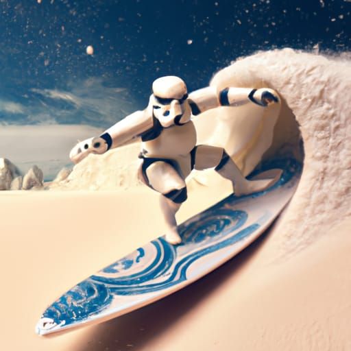 Stormtrooper Surfing a Sand Wave in Epic Style