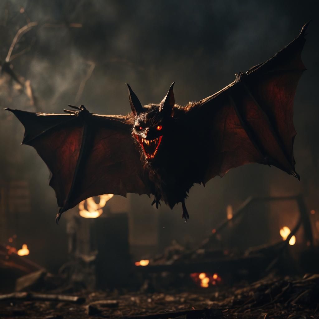 Epic Bat Emerges from Darkness in Cinematic Film Still