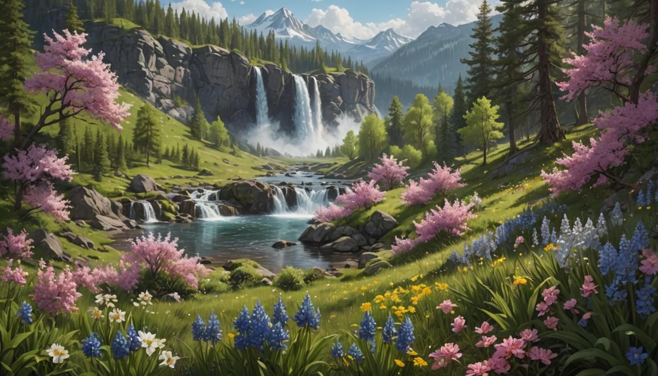 Lush Spring Landscape Vista in High Resolution