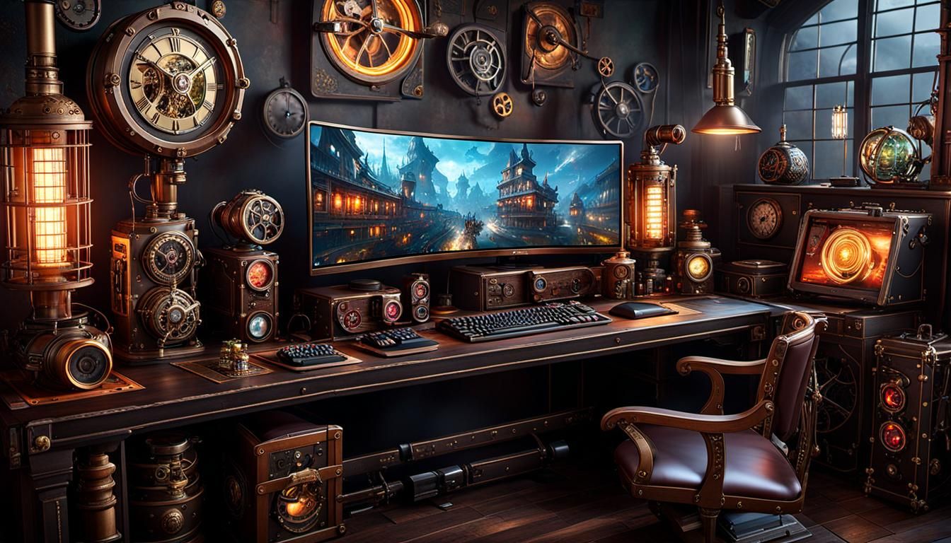 Steampunk Gaming Setup