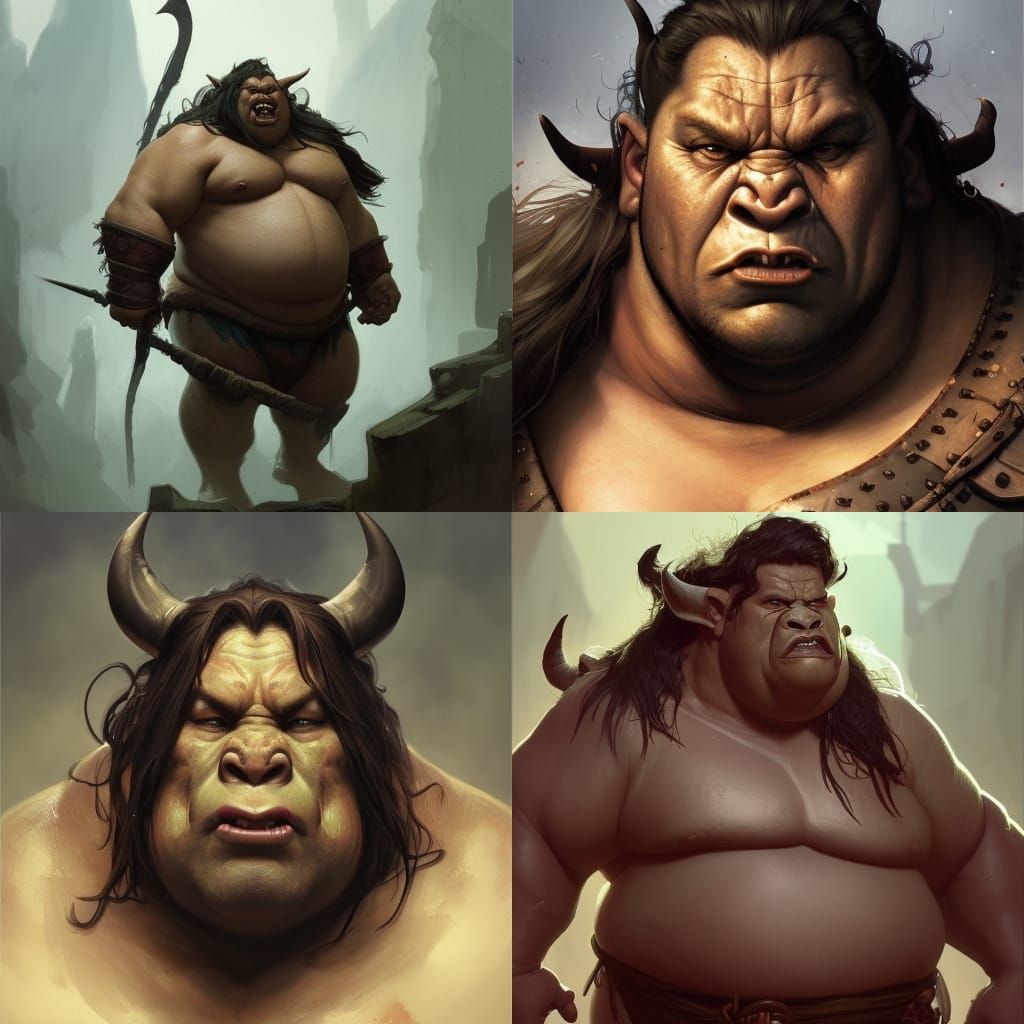 Detailed Orc Barbarian Portrait in Digital Art Style