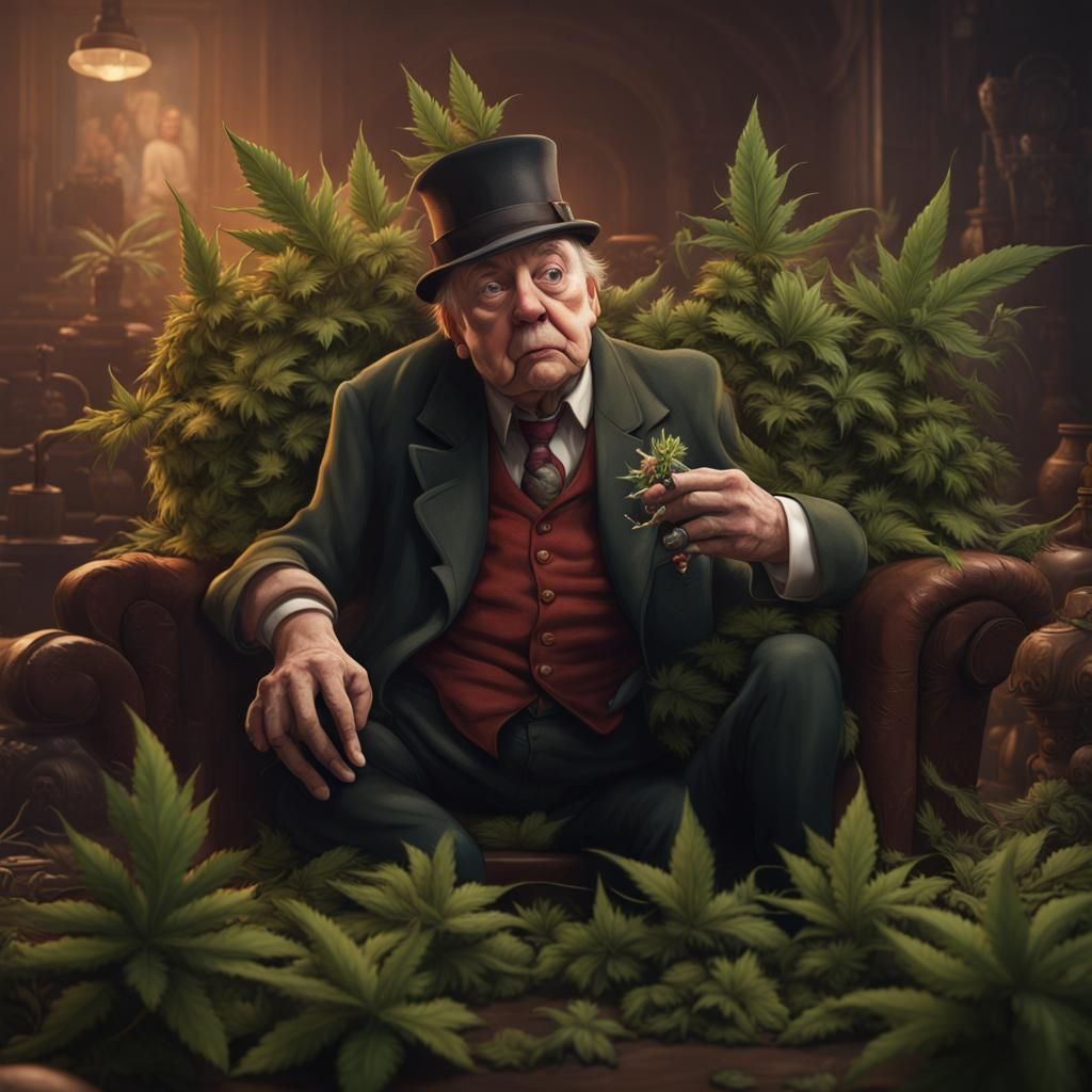 Jiminy Cricket Smoking Weed: Detailed Matte Painting