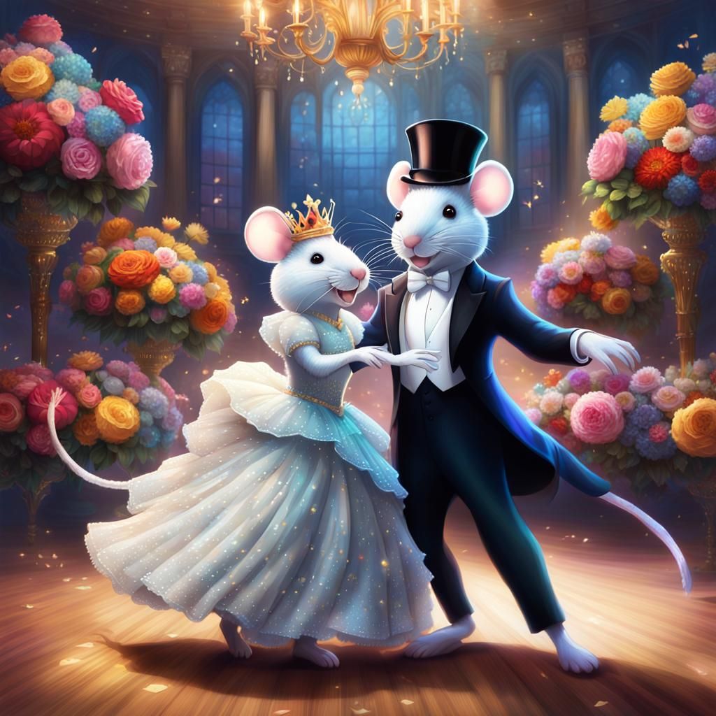 Mice Ballroom Dancers in Vivid Digital Art