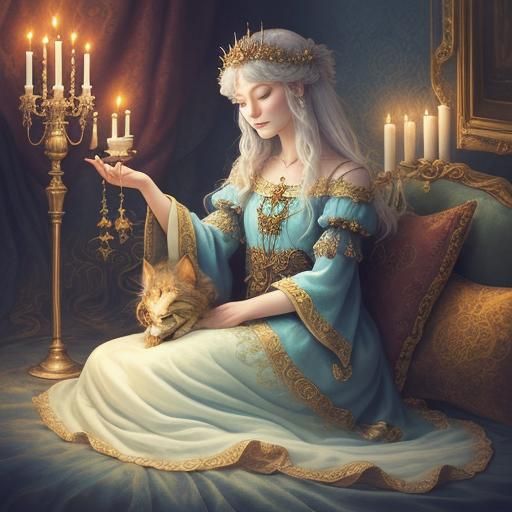 Regal Kitten with Holy Aura in Fantasy Art