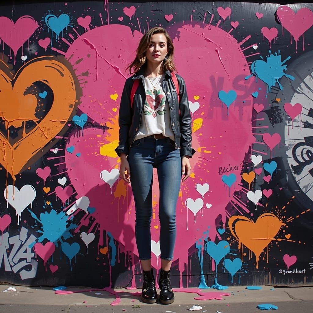 Elegant Woman in Graffiti Art Style