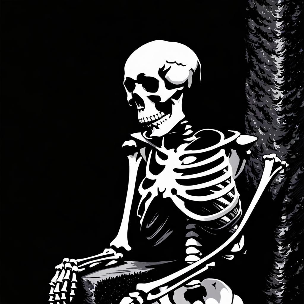 Melancholic Skeleton Portrait in Sargent Style