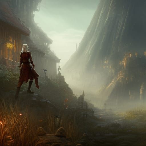 Detailed Matte Painting of Ciri in Fantasy Art Style