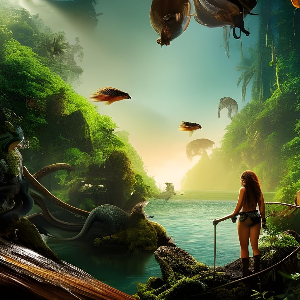 Elven Woman in Jungle Temple, Trending on Artstation