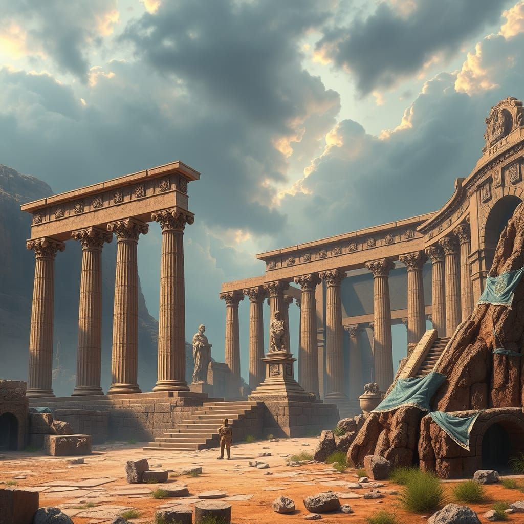 Ancient Temple of Baalbek in Lebanon, a Historic Epic Fantas...