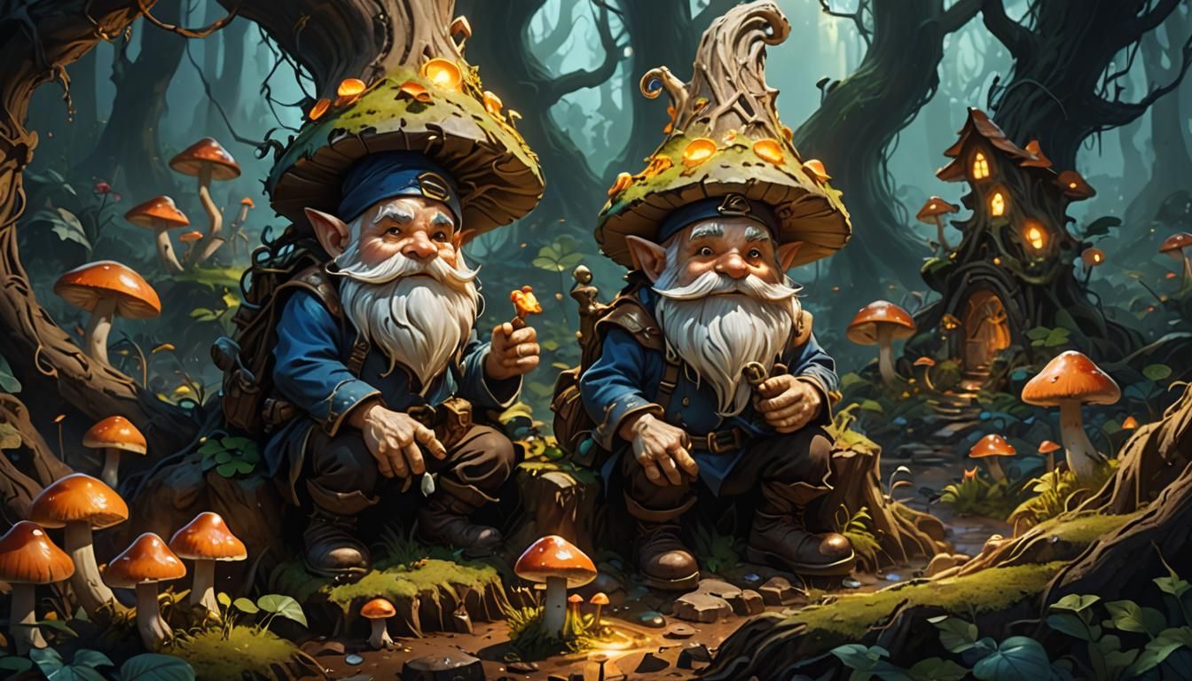 Gnome Village Construction in Dark Fantasy Style