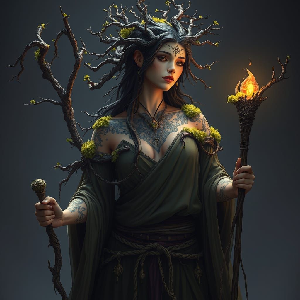 Ancient Wisdom Stone Maiden in Sage Robes