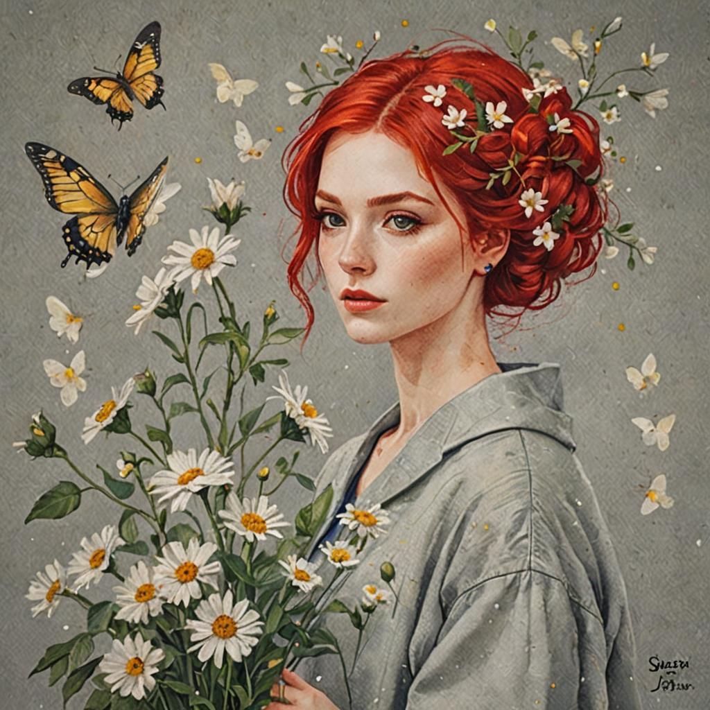 Abstract Field of Red Hair: AI Interpretation