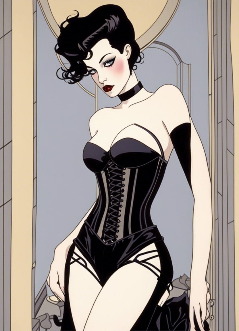 Gothic Pinup Girl in Nagel Style