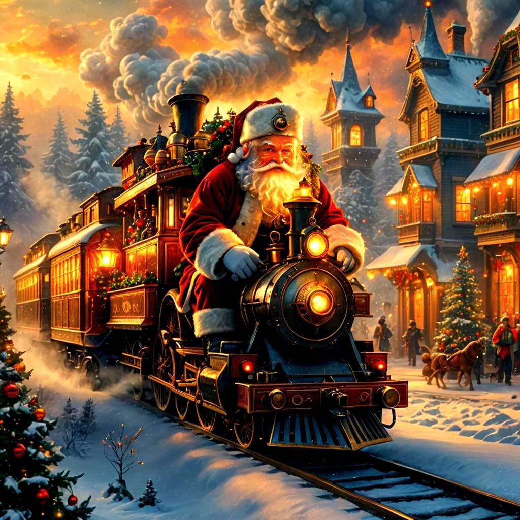 Santa's Elegant Steampunk Christmas Train Journey