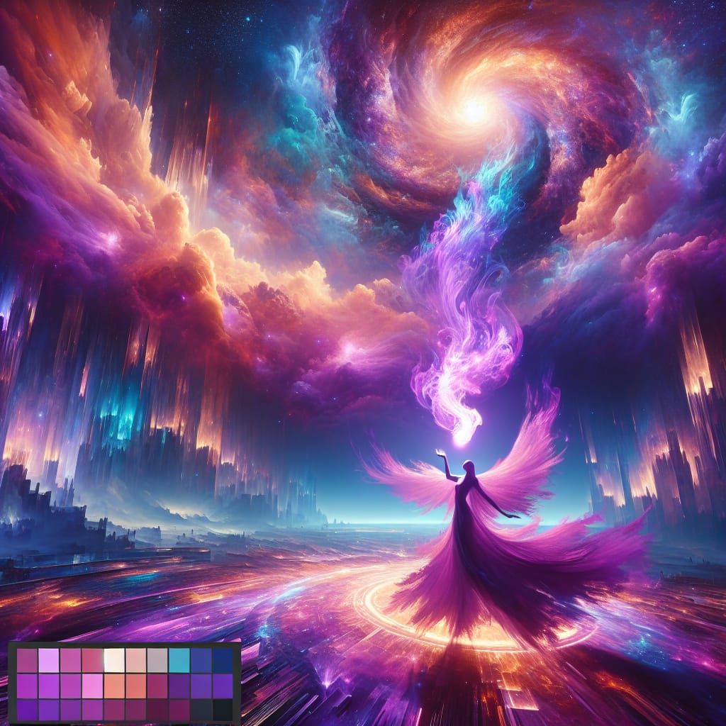 Violet Flame Dance in Cosmic Light: Matte Painting