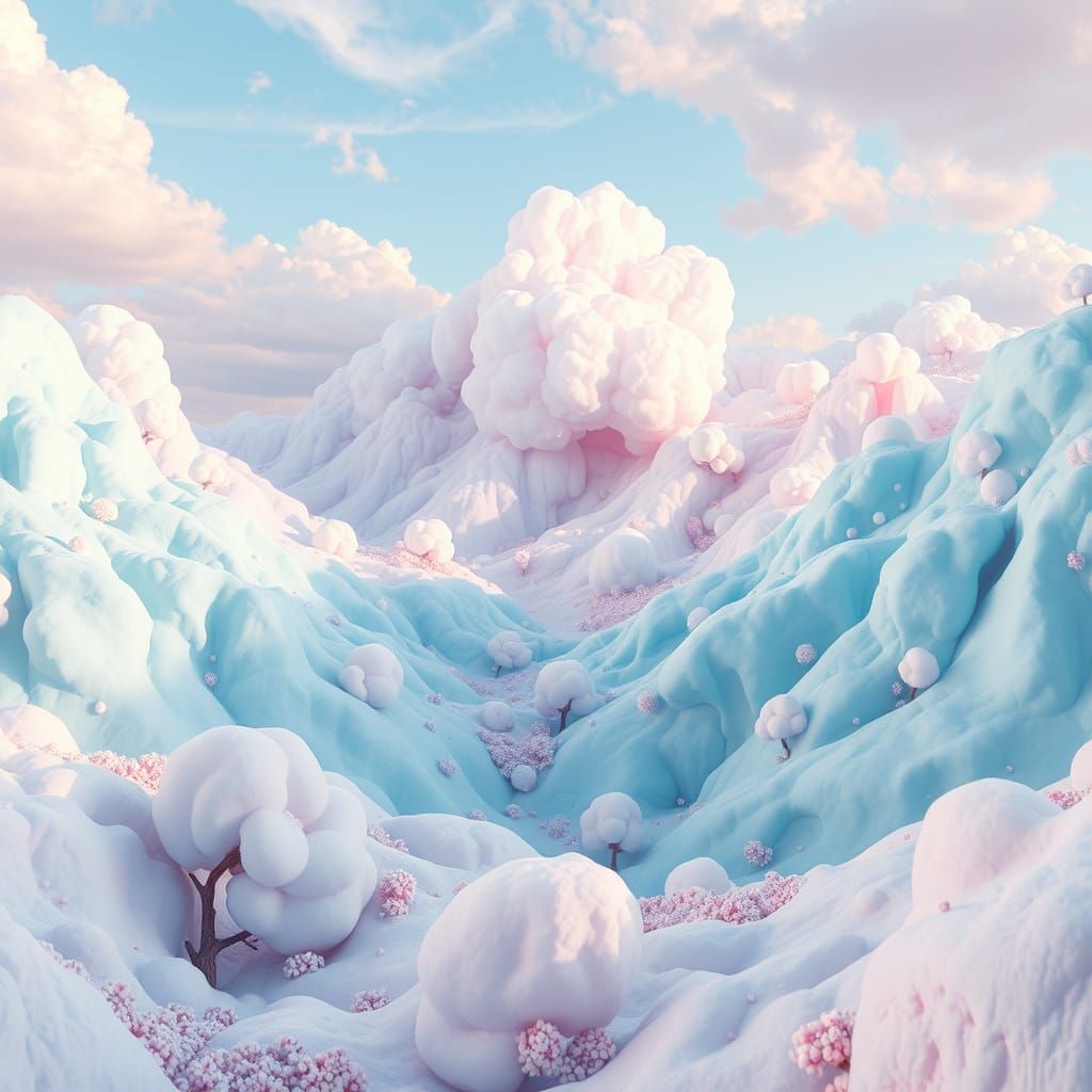 Whimsical Cotton Candy Landscapes with Gumdrop Valleys