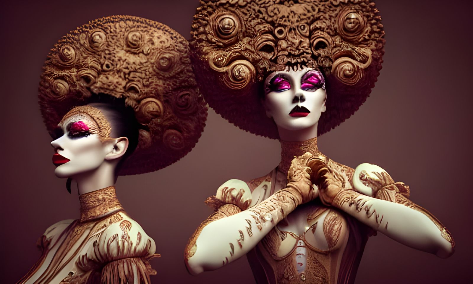 Elaborate Mimes in Vibrant Photorealistic Costumes