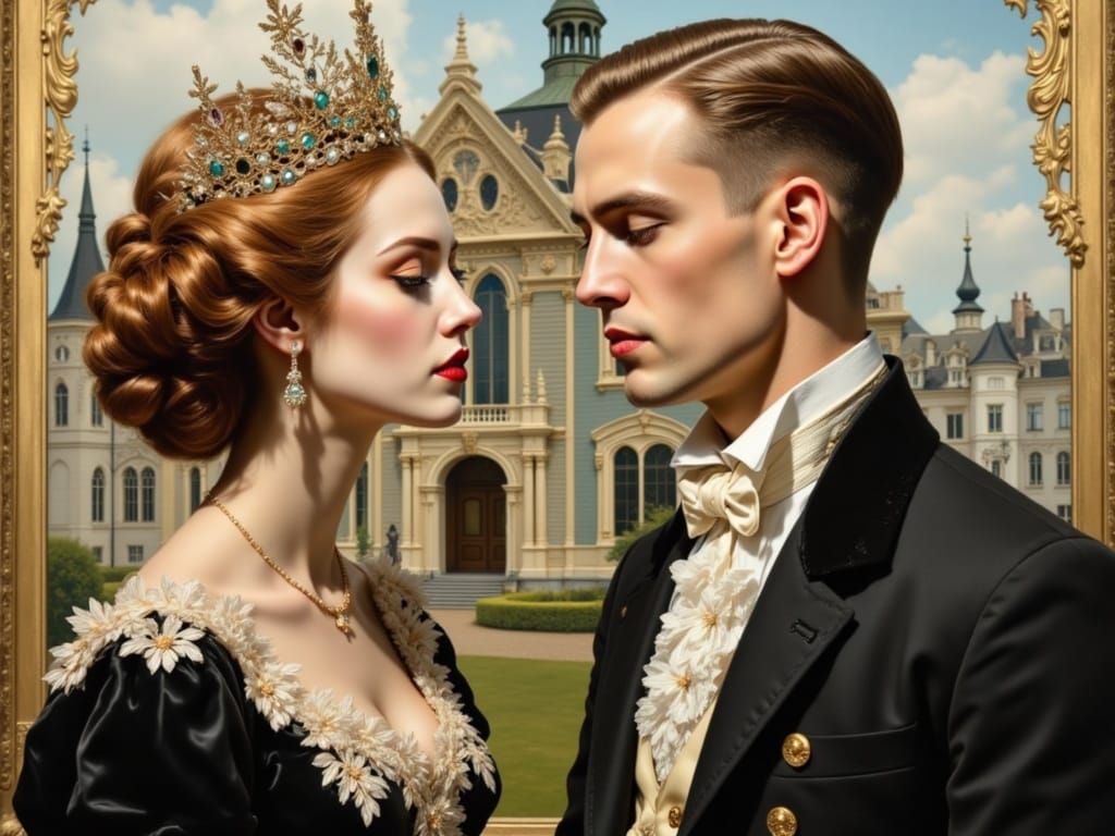 Gothic Hearts in Golden Rococo Style